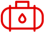 A red briefcase with a drop of liquid in it.