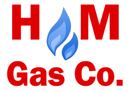 A logo for a company called h & m gas co.