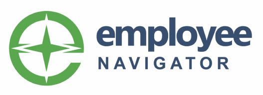 Logo of Employee Navigator: green compass symbol with dark blue text.