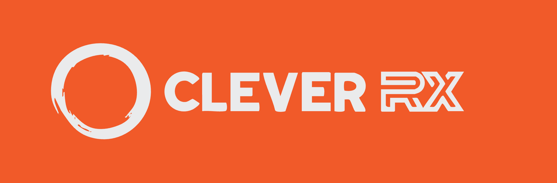 Logo for Clever Rx on an orange background; white circle and text.