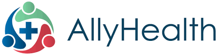 AllyHealth logo featuring connected figures and a medical cross.