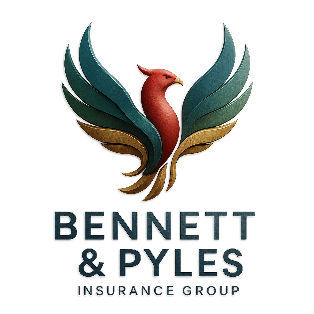 Logo of Bennett & Pyles Insurance Group: Phoenix icon in red/orange; text "Bennett & Pyles" and "Insurance group".