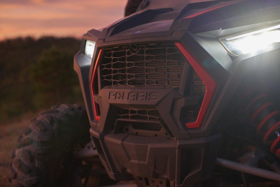 Front grill and headlights of Polaris RZR rental from Tucson Adventure Rentals