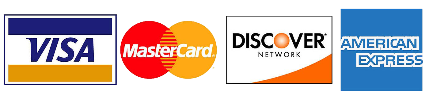 Visa, Mastercard, Discover, American Express