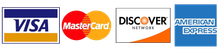 Visa, Mastercard, Discover, American Express