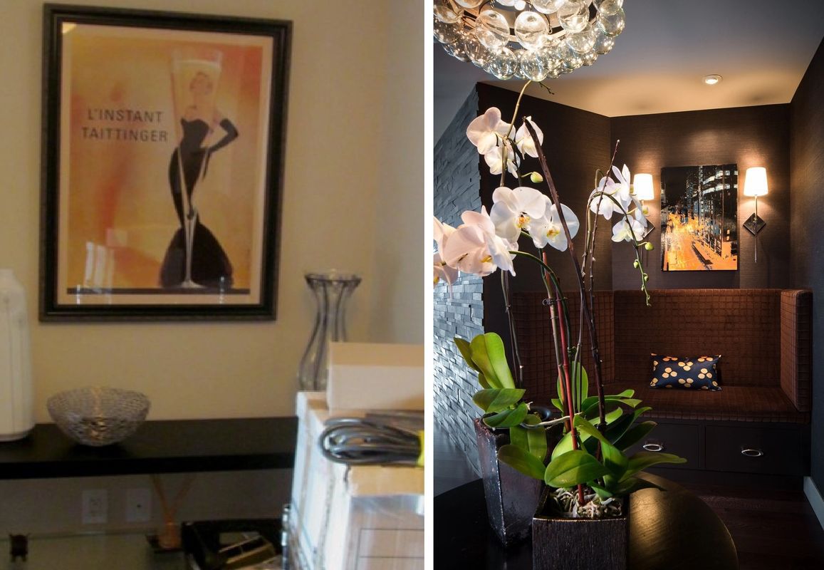 Collage Of Two Photos Of House Interior — Seattle, WA — Blend Interior Design Studio