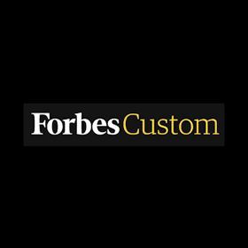 The forbes custom logo is on a black background.