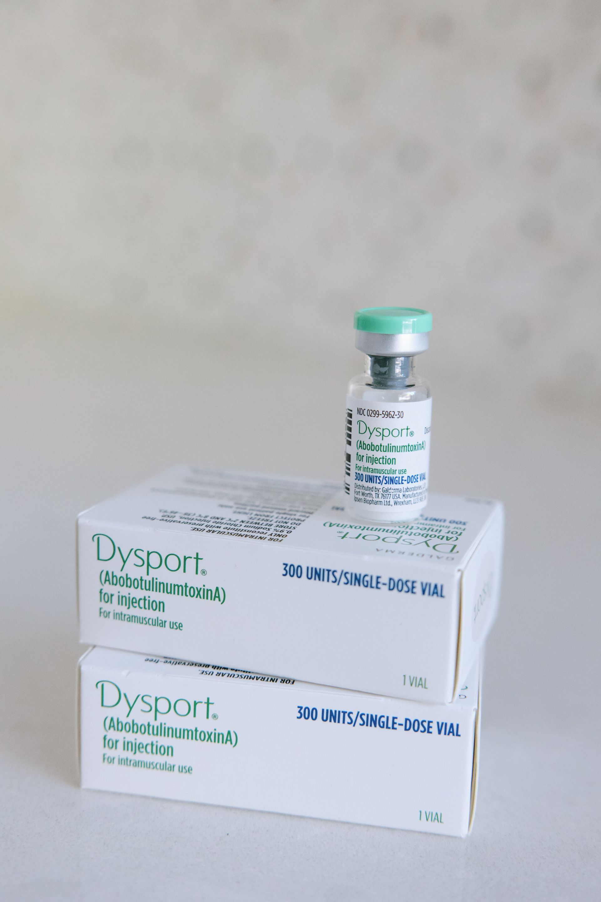 Two boxes of dysport are stacked on top of each other