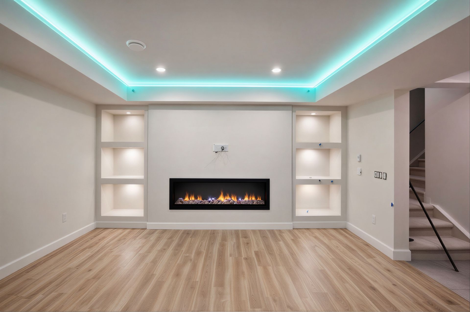 Basement LED cove lighting installation and finishing electrical work in Edmonton