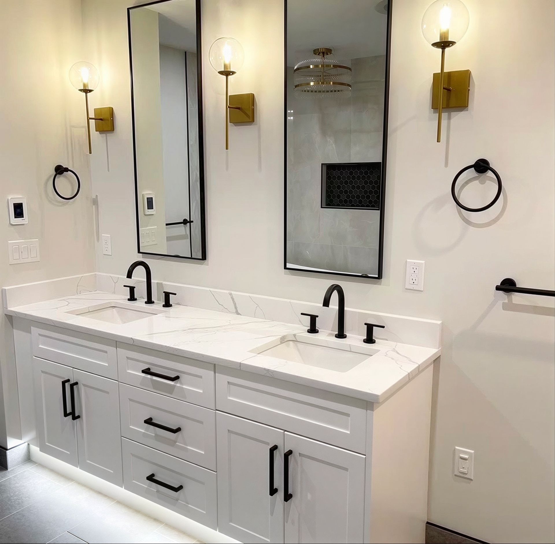 Bathroom renovation electrical and vanity lighting installation in Edmonton