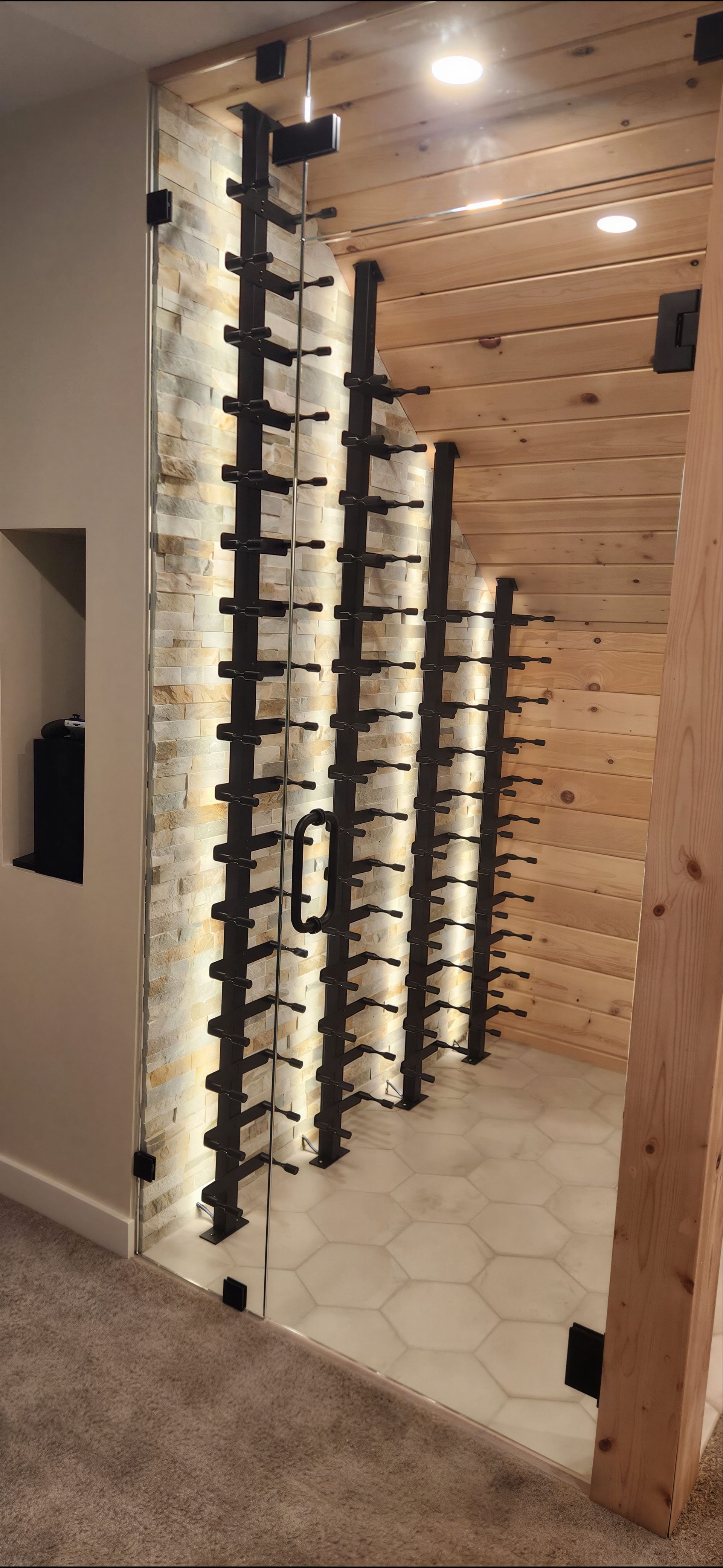 Custom LED accent lighting installation by electrician in Edmonton home