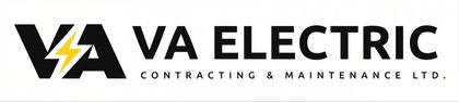 Logo for VA Electric Contracting & Maintenance Ltd. featuring the letters VA with a yellow lightning bolt icon.