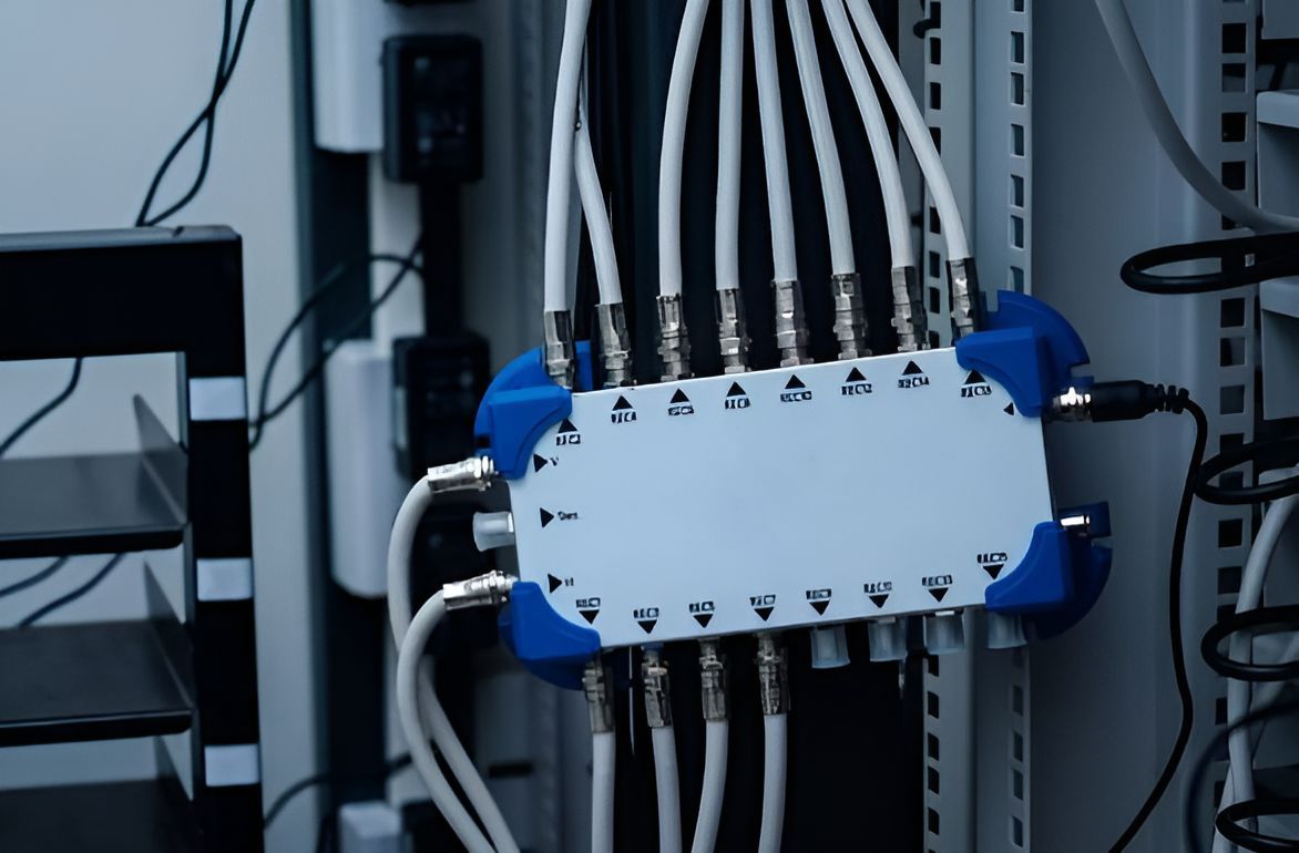 A Bunch Of Wires Are Connected To A Box On A Wall — Country to Coast Cabling in Kawana, QLD