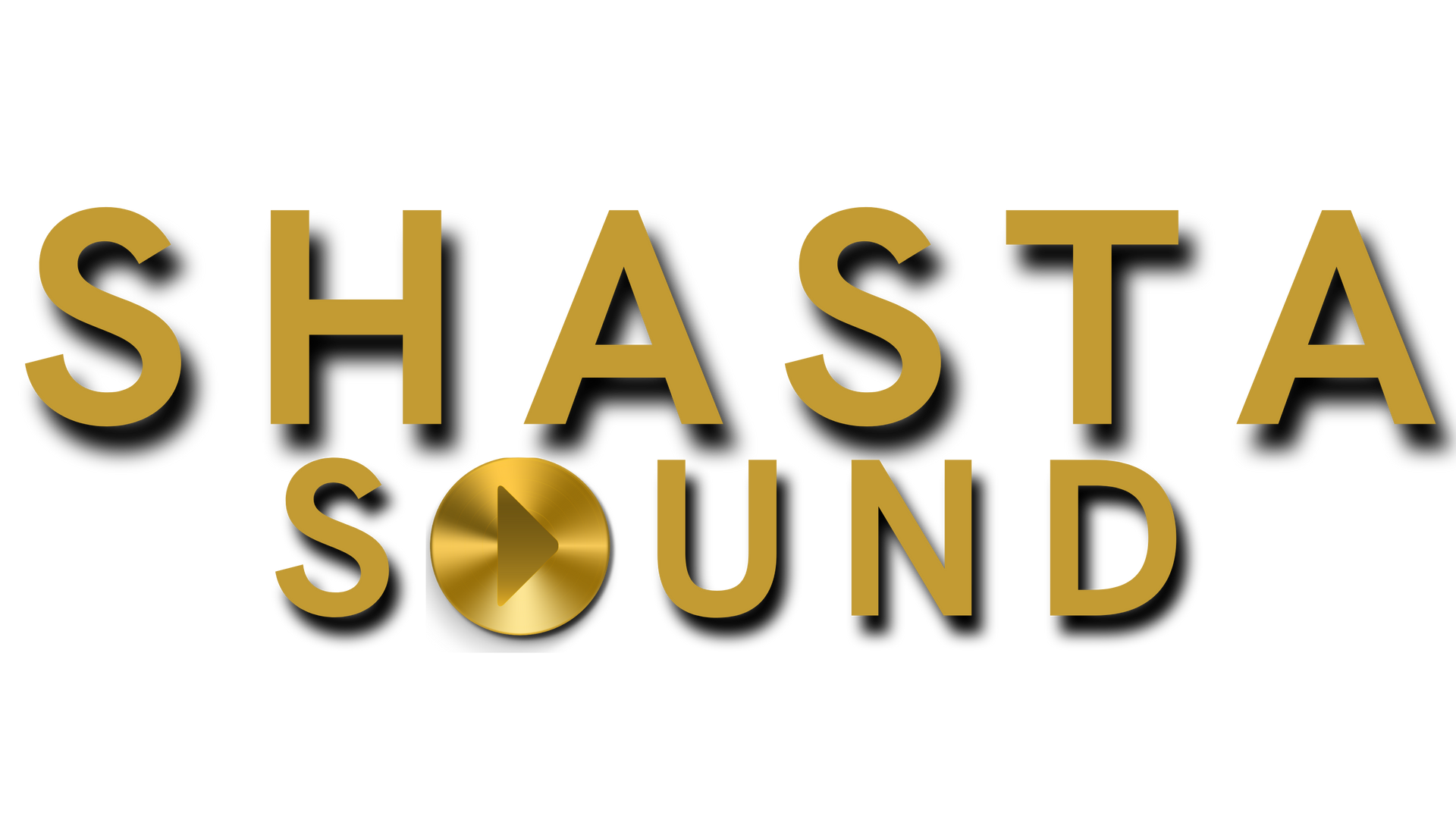The logo for shasta sound is on a black background.
