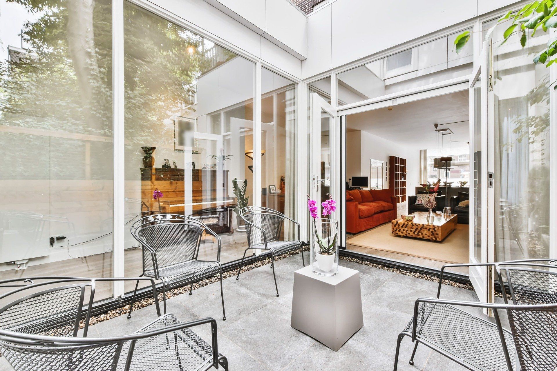 Concrete floor paved patio in local residence