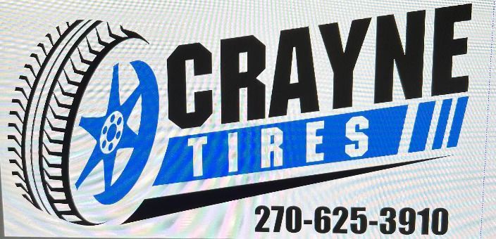 A logo for crayne tires with a tire on it