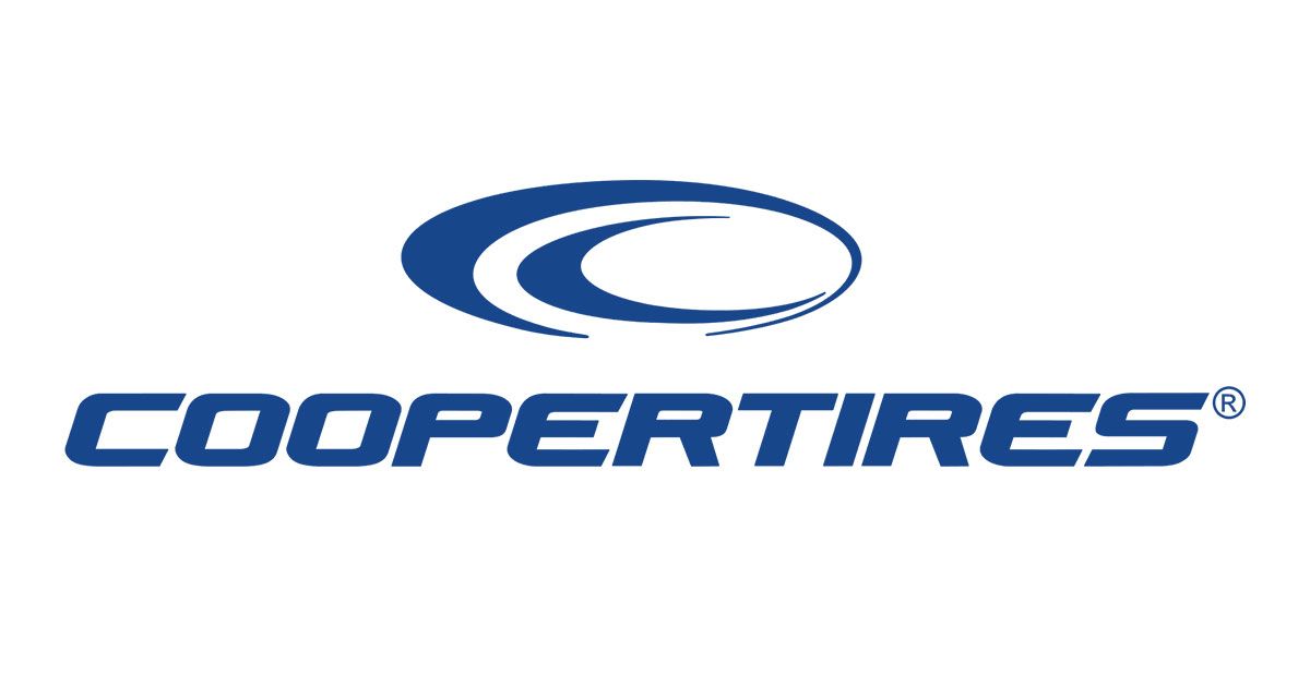 The logo for cooper tires is blue and white on a white background.