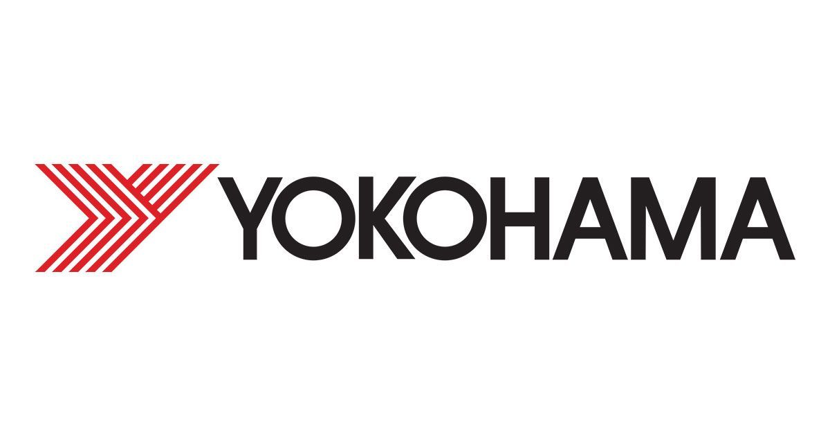 The logo for yokohama is red and black with a red arrow.