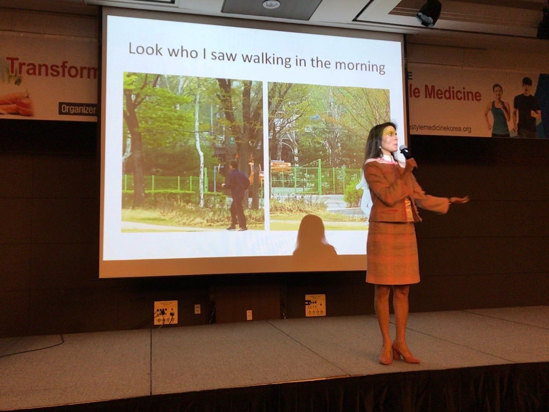 Dr. Beth Frates presenting at an international conference in South Korea.