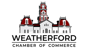 A logo for the weatherford chamber of commerce