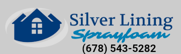 Logo for Silver Lining Sprayfoam: a blue house icon and text in blue and teal. Phone number (678) 543-5282.