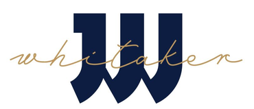 Logo with navy blue "JW" design and gold script "Whitaker".