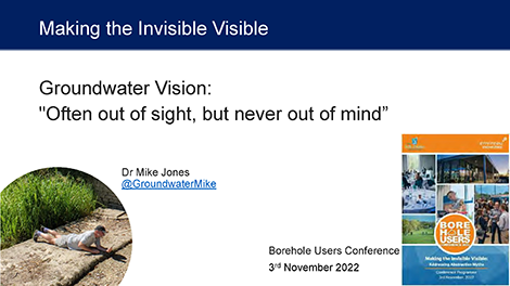Dr Mike Jones, a keynote lecture building on the UN-Water’s theme ‘Making the invisible, visible,’ promoting the role of groundwater as a hidden resource, and how it can be effectively managed in the fight against climate change.