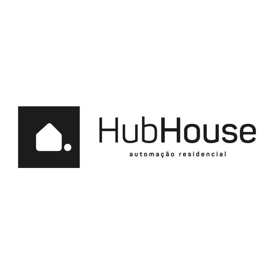 Um logotipo em preto e branco para uma empresa chamada hubhouse.
