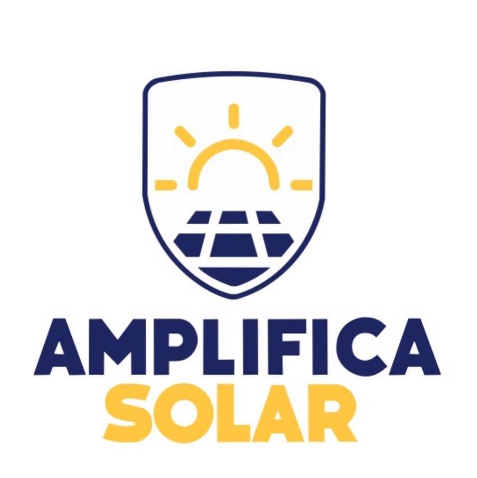 Um logotipo para uma empresa chamada amplifica solar