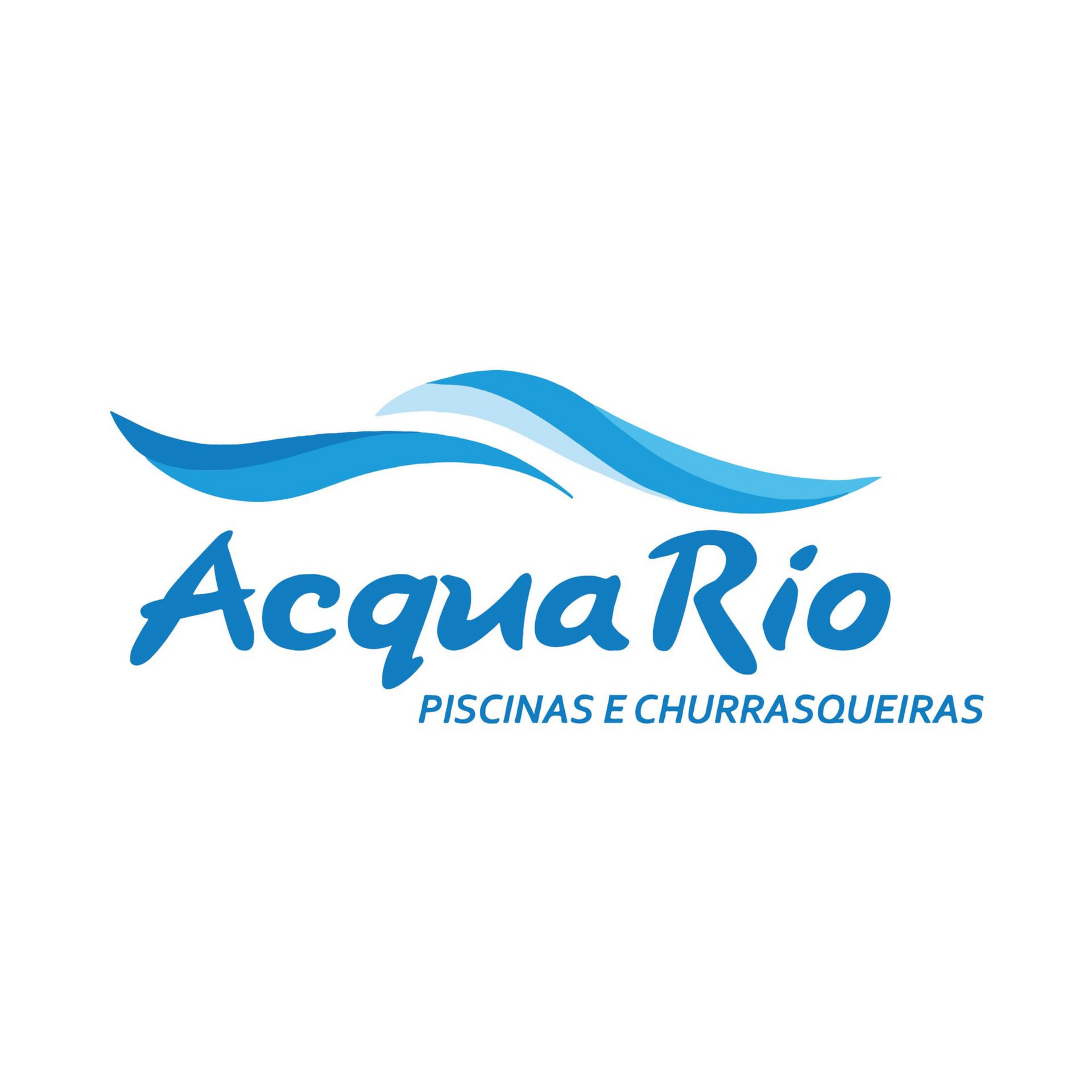 O logotipo da acquario é um fundo azul com uma onda no meio.