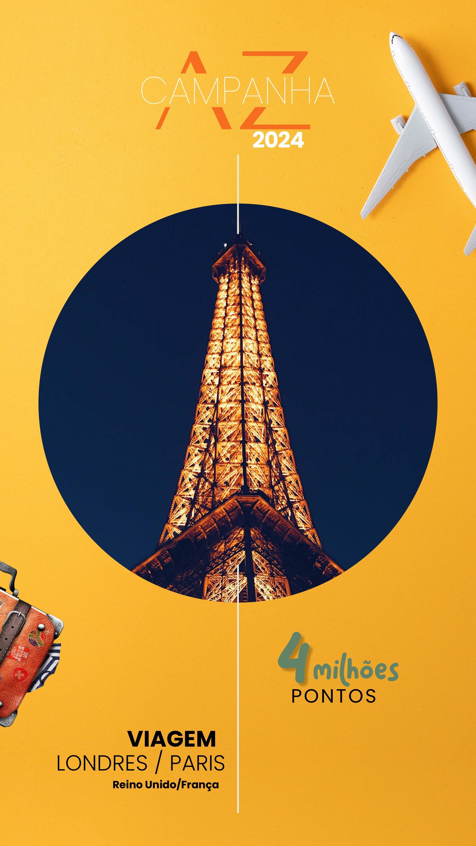 Um pôster com uma imagem da torre eiffel e um avião