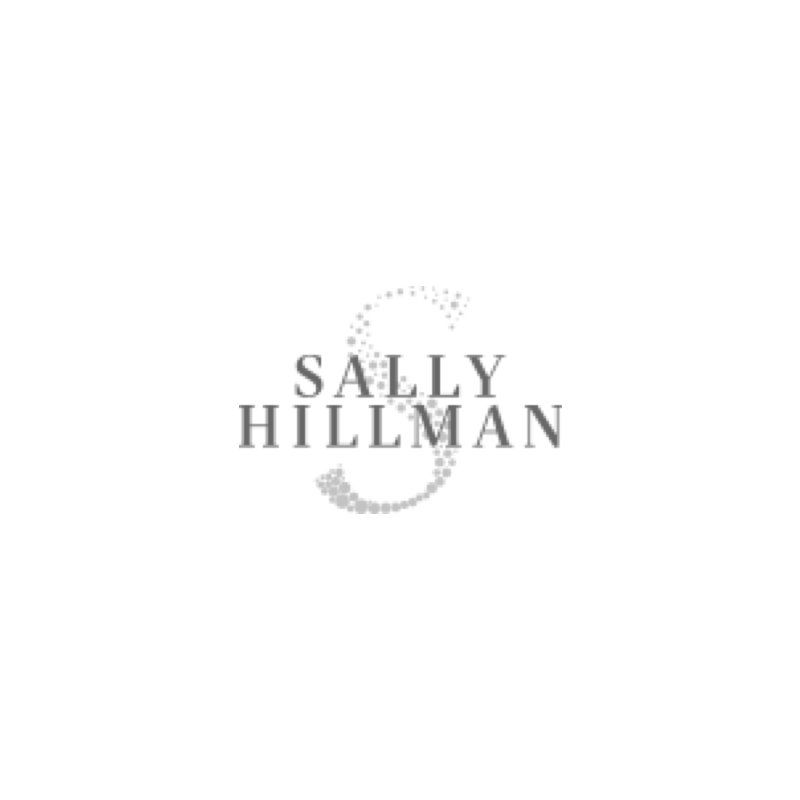 A logo for sally hillman is shown on a white background