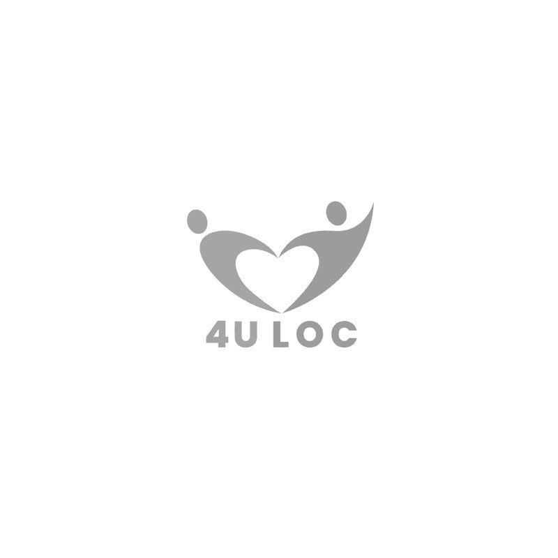 A logo for a company called 4u loc with two people making a heart shape.