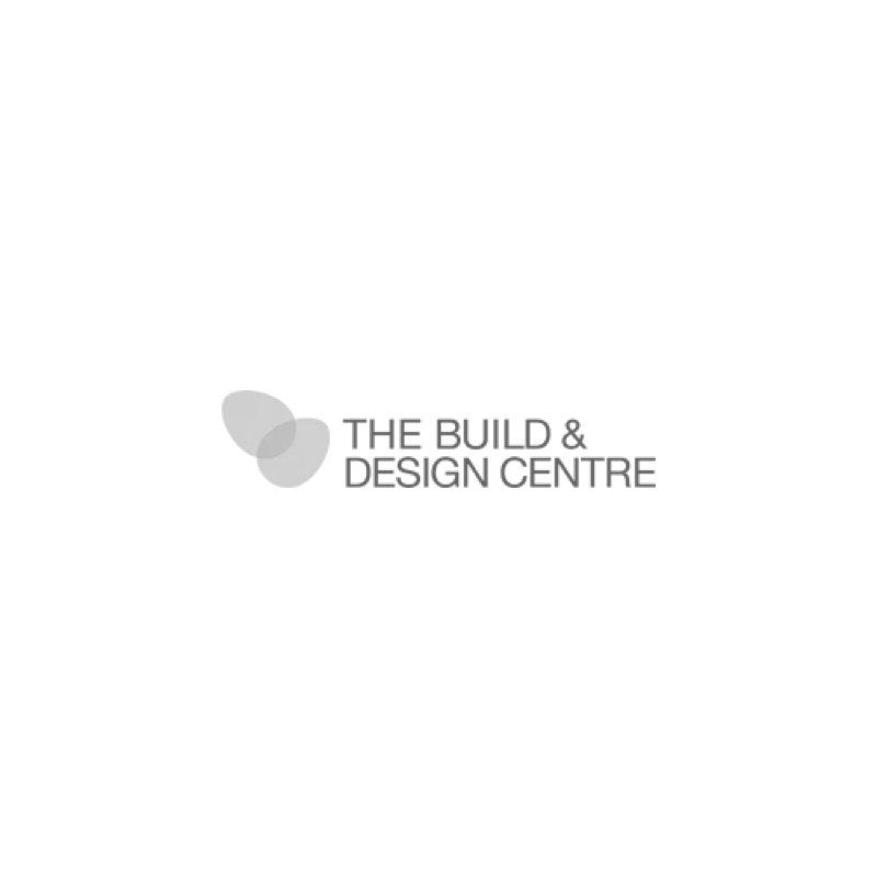 A black and white logo for the build and design centre