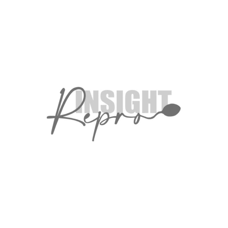 A black and white logo for insight repro on a white background.