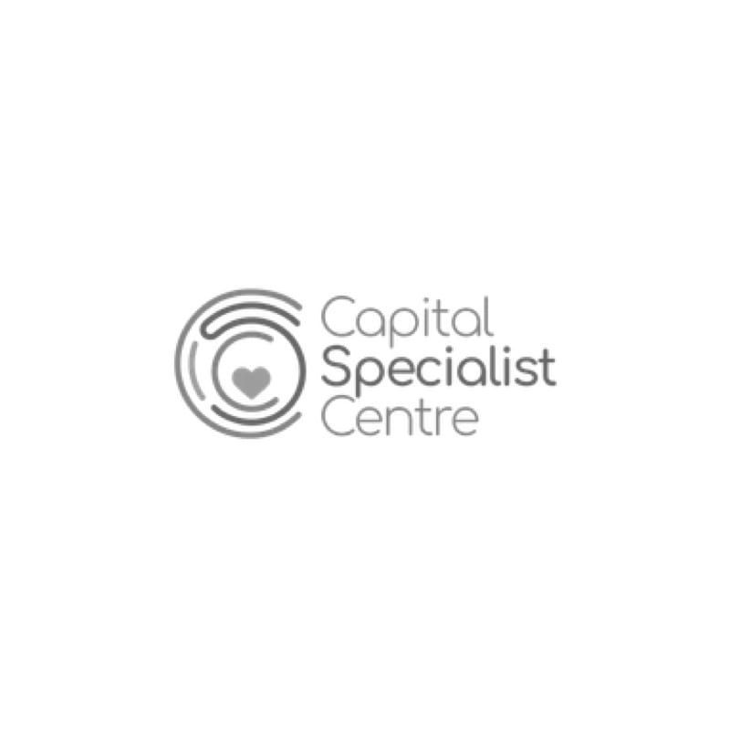 A black and white logo for capital specialist centre