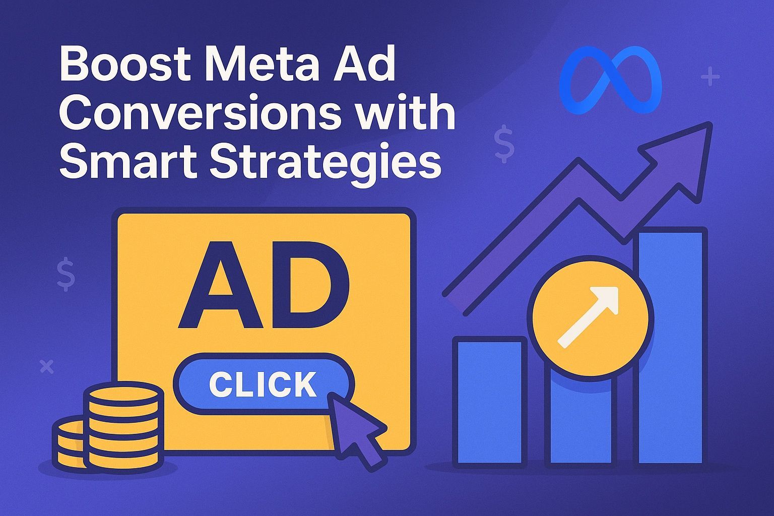 A graphic showing how to boost meta ad conversions with smart strategies.