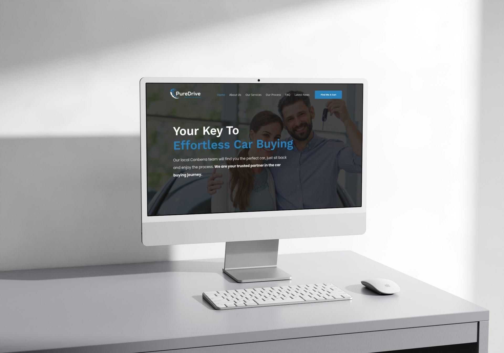 a computer monitor is sitting on a desk with a keyboard and mouse .