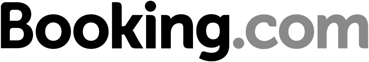 A black and white logo for booking.com on a white background