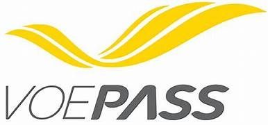 Um logotipo amarelo e preto para uma empresa chamada voepass.