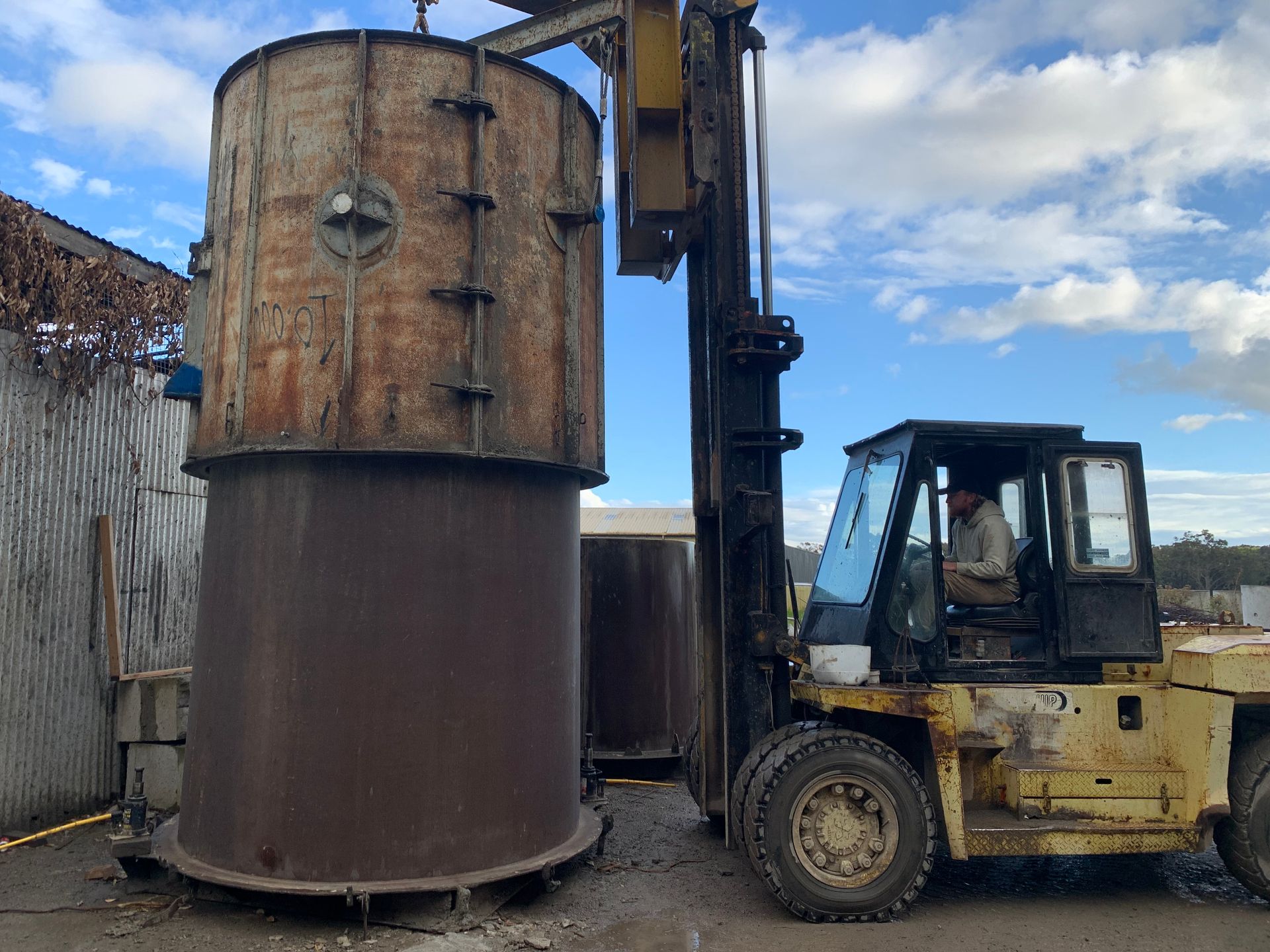 Crane Lifting Concrete Tank Mould — Bennett's Environmental In South Nowra, NSW