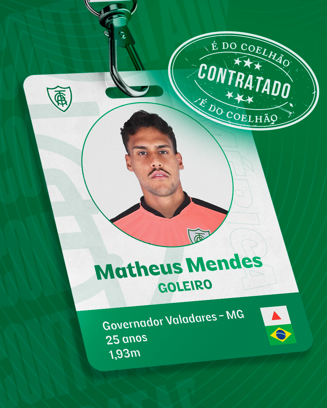 América acerta contratação do goleiro Matheus Mendes