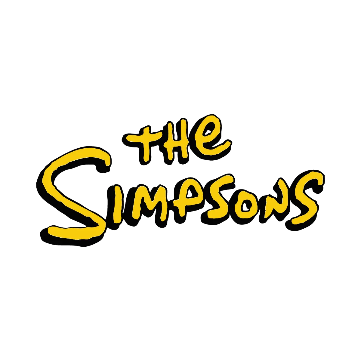 Le logo des Simpsons en texte jaune avec un contour noir sur fond blanc.