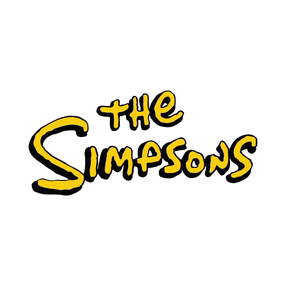 Logo des « Simpsons » en jaune, avec un contour noir, sur fond blanc.