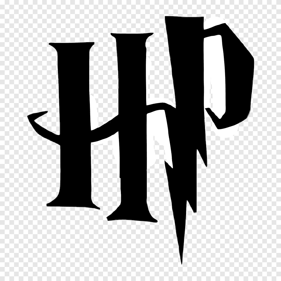 Logo Harry Potter : « HP » noir avec un éclair et une ligne courbe.