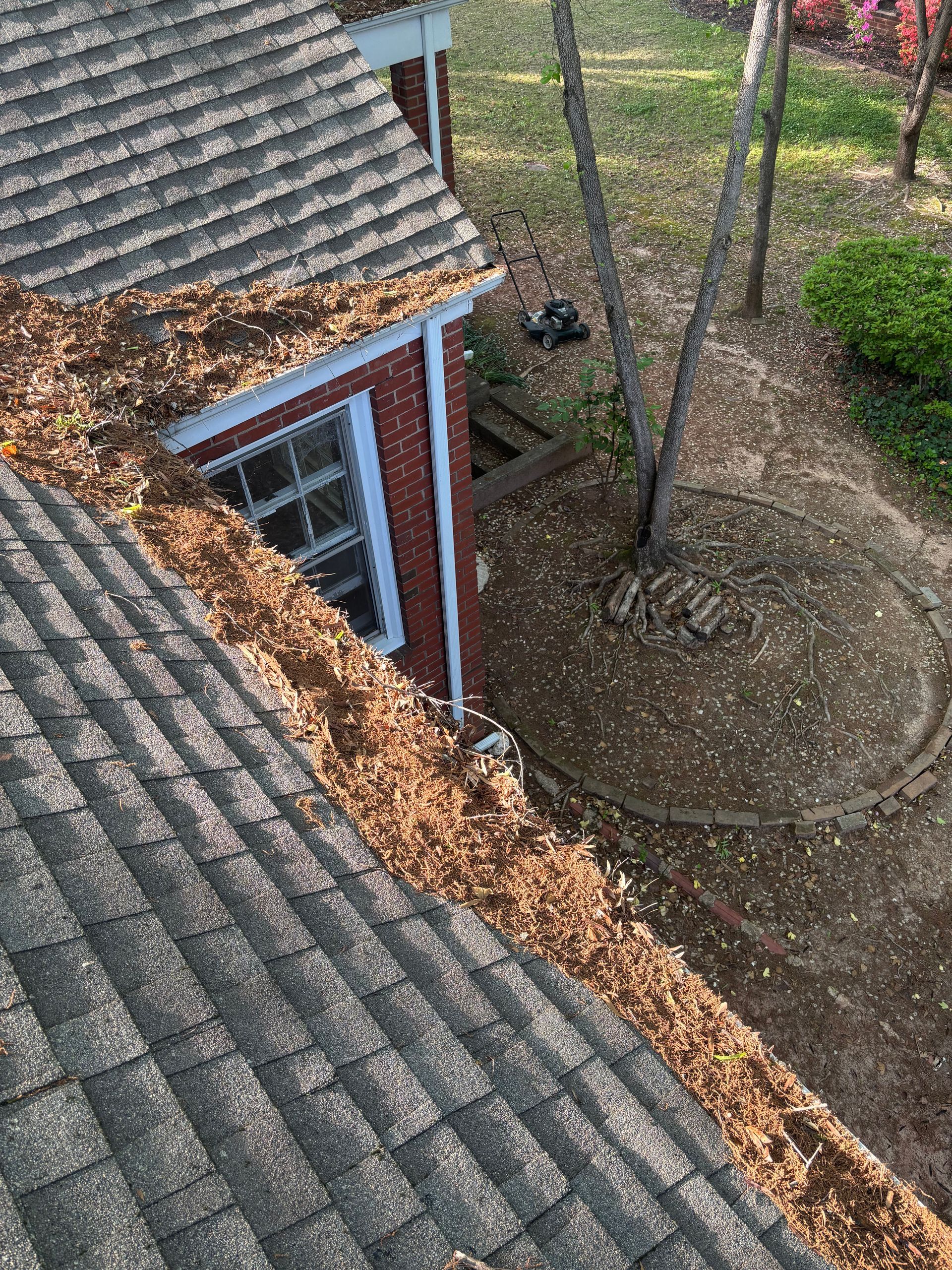 A before and after photo of a concrete driveway with grass growing out of it.