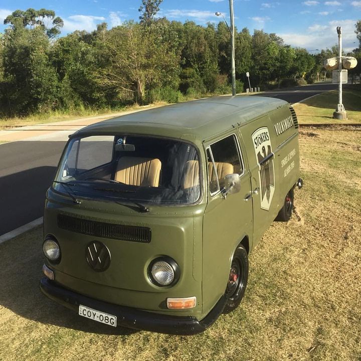 A Green Van is Parked on the Side of the Road — Stokers VW Mechanical Servicing & Repairs in Byron Bay, NSW