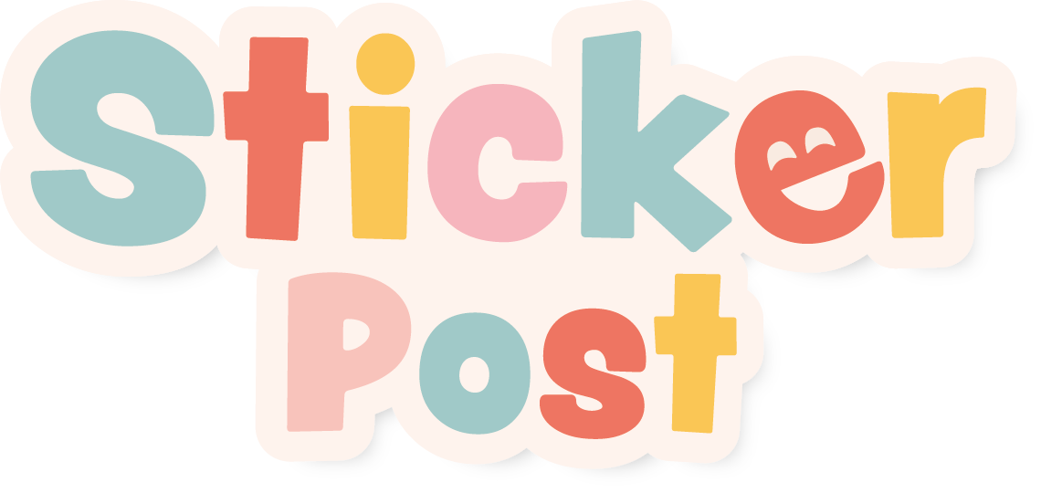Logo StickerPost ansichtkaarten met stickers