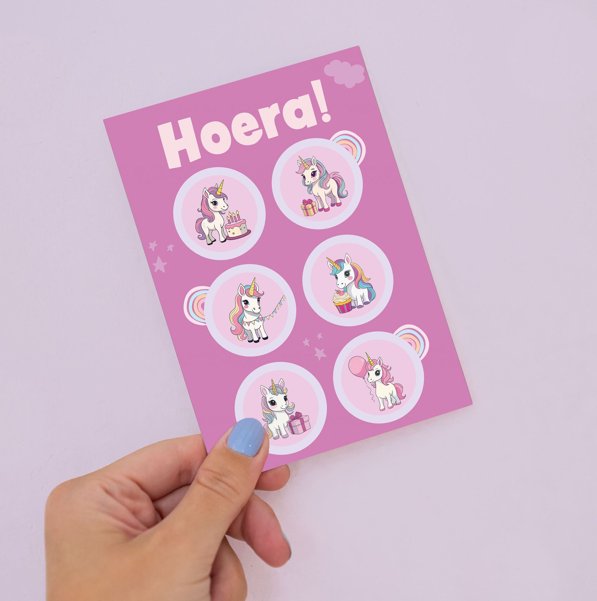 StickerPost ansichtkaart met unicorn stickers