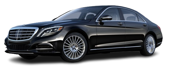 A black mercedes benz s class is shown on a white background.